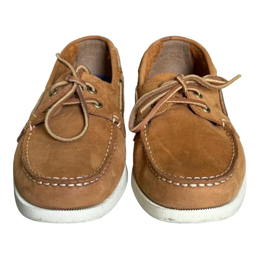 Eddie Bauer Providence Tan Brown Leather Boat Shoes Mens 9.5 M Summer